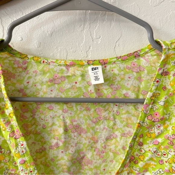 BP Nordstrom Floral Crop Top XS Long Sleeve Green Hannah Kate - Picture 4 of 4